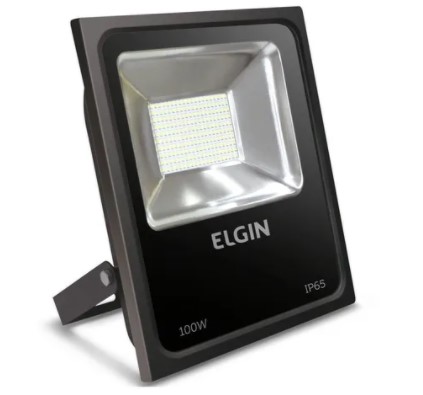 REFLETOR ELGIN EXTERNO LED 100W BIVOLT 6500K PRETA