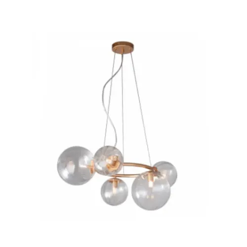 Pendente Oxalá 62,3 X49,6cm Dourado/Transparente - Bella Iluminação - Liven Casa