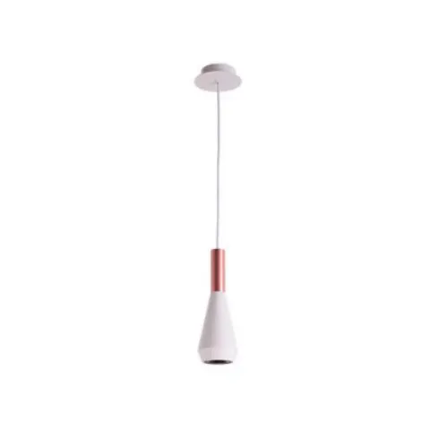 Pendente Pituco em Metal 26cm Rosê Gold/Branco - Bella Iluminação - Liven Casa