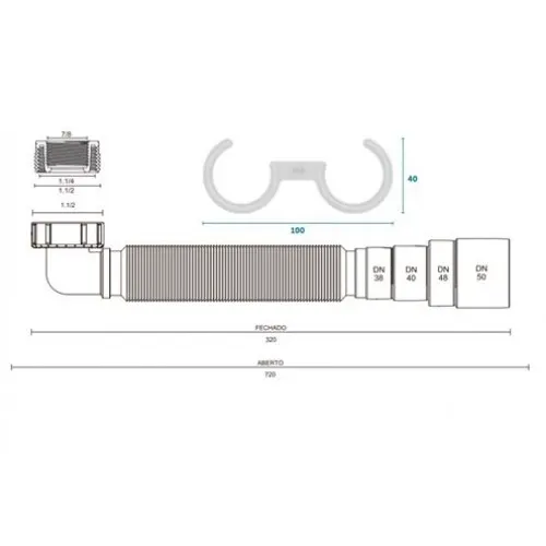 Sifão Tubo Extensivo Universal com Joelho de 90º Branco 030124 - Blukit - Liven Casa