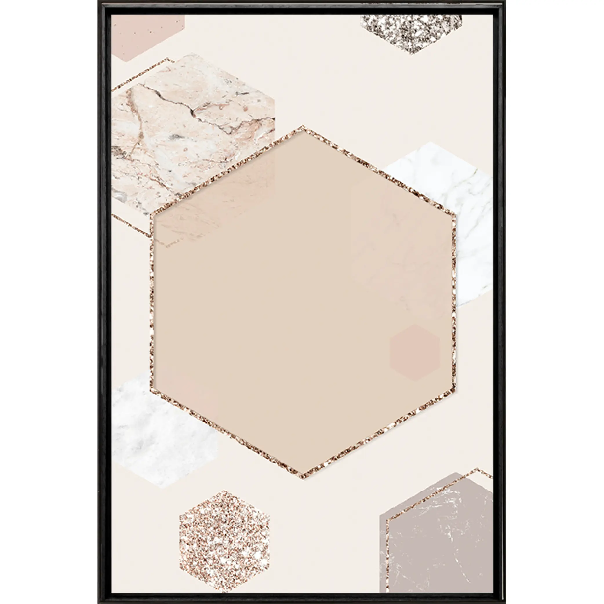 Quadro Hexagonos Abstrato 70x50cm - Casa da Moldura - Liven Casa