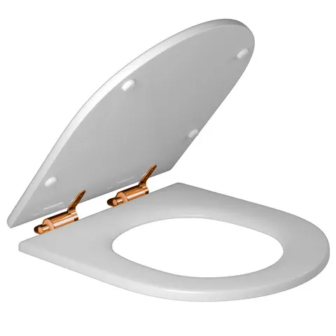 Assento Poliéster Carrara/Duna/Lk/Nuova/Level Slow Close AP237 Branco/Red Gold - Deca - Liven Casa