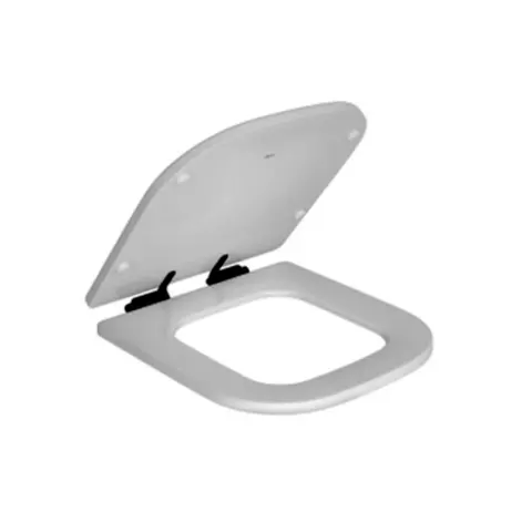 Assento Poliéster Slow Close Piano Branco/Black Matte - Deca - Liven Casa