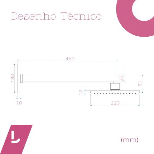 Chuveiro de Parede Quadrado Com Tubo Red Gold - Deca - Liven Casa