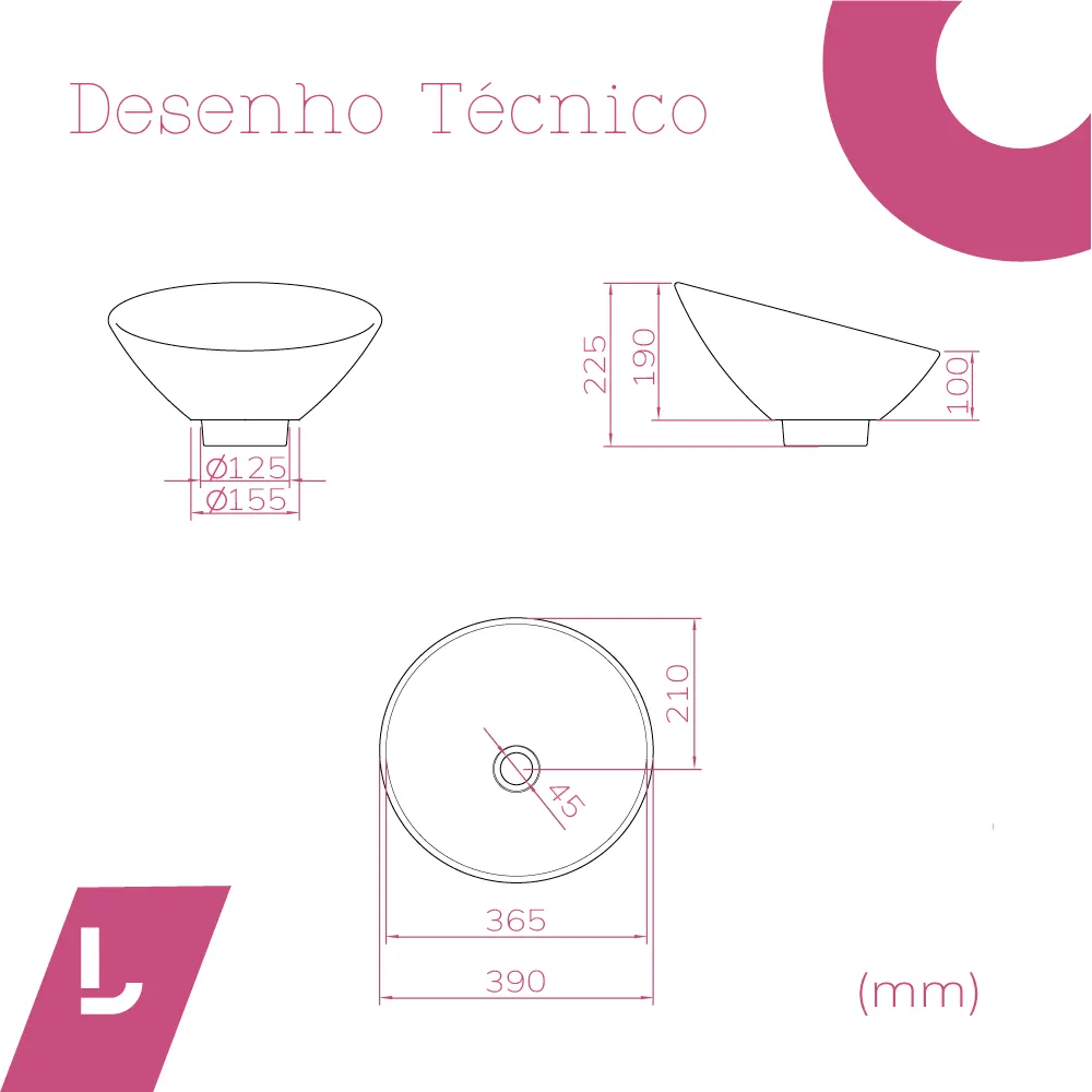 Cuba de Apoio para Banheiro Redonda L1036 Marrom Fosco - Deca - Liven Casa