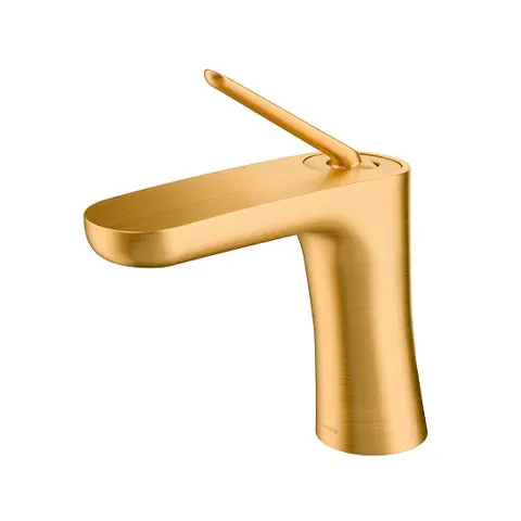 Torneira de Mesa para Lavatório Kaila Bica Baixa Ouro Escovado - Docol - Liven Casa