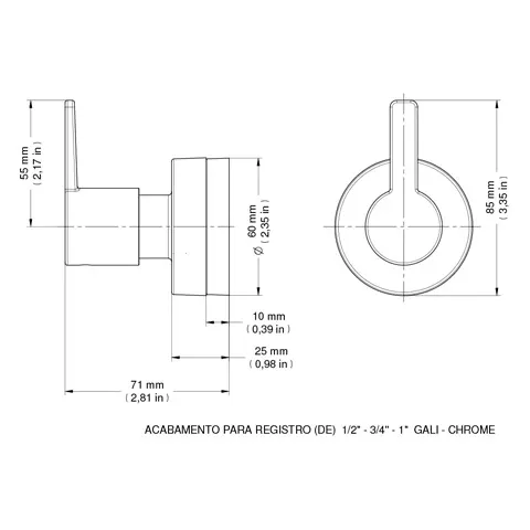Acabamento para Registro Base Deca Gali 1/2 a 1 Cromado - Docol - Liven Casa