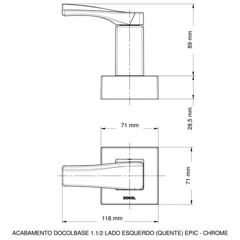 Acabamento para Registro Lado Esquerdo Epic 1.1/2 a 1.1/4 Cromado - Docol - Liven Casa