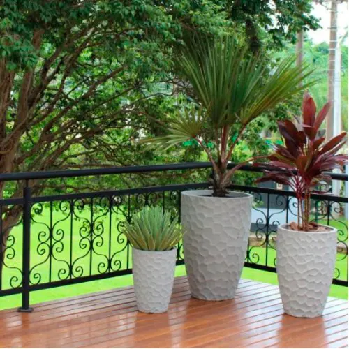 Vaso Cônico Prisma 30cm Cimento - Japi - Liven Casa