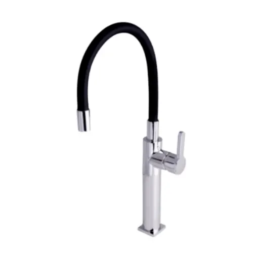 Misturador Monocomando de Mesa para Cozinha Dom Color Bica Alta Cromado/Preto - Perflex - Liven Casa