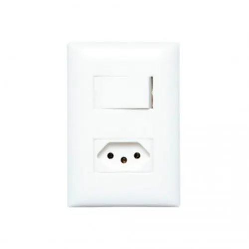Interruptor Simples com Tomada Completo 4x2cm Branco - Thesi - Liven Casa
