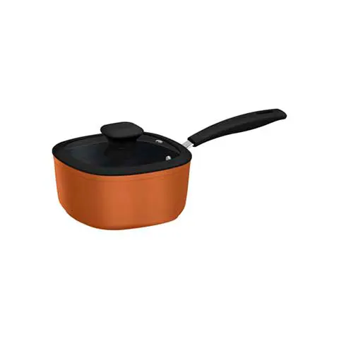 Panela Antiaderente Refinatta Retangular 18cm com Tampa e Cabo Dourado - Tramontina Utilidades - Liven Casa